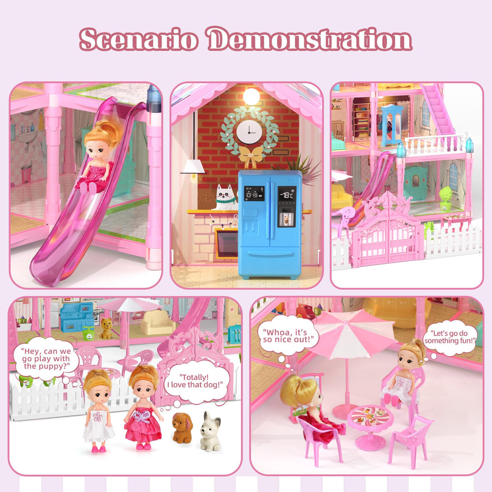 Randhar doll house dining area with dishes for mealtime scenarios.