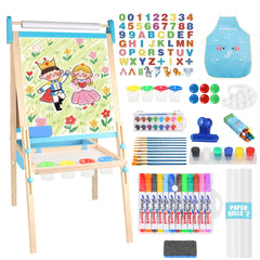 Ranqibo wooden adjustable kids easel at full height for growing learners.