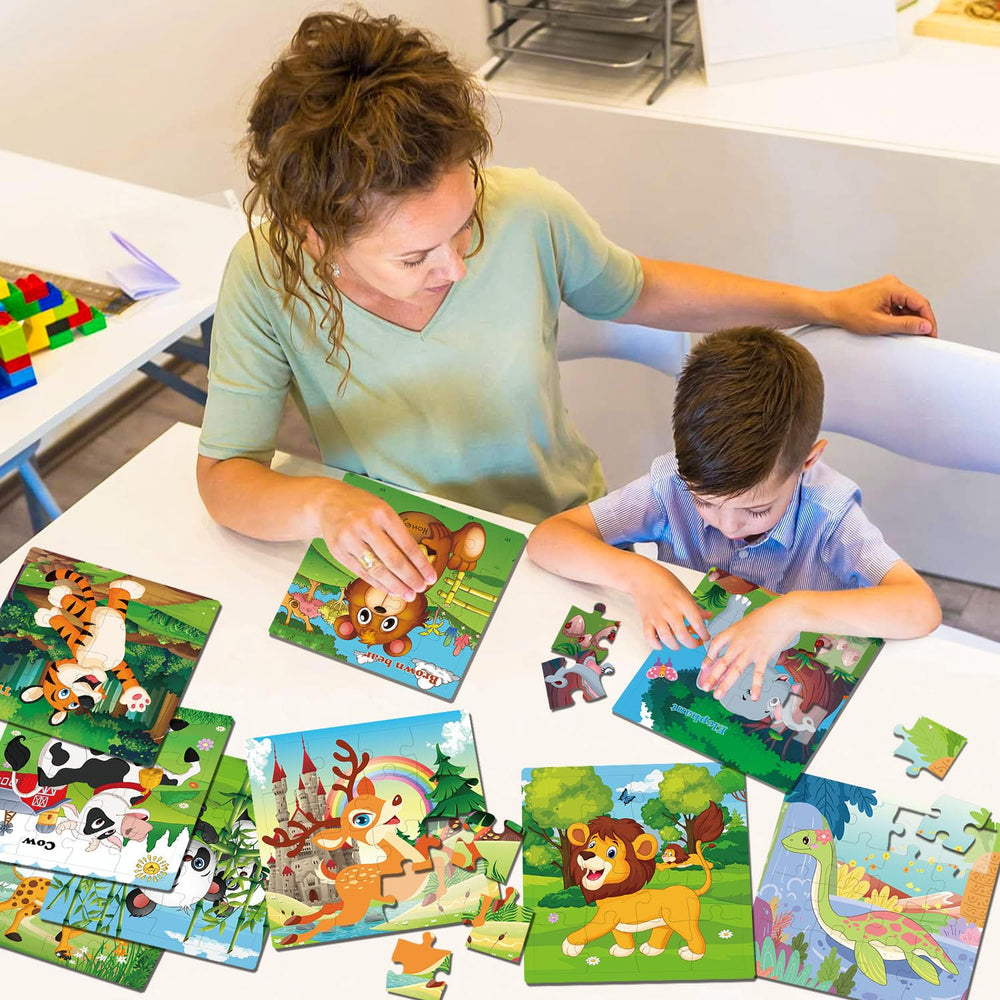 RANSUNN bright puzzle pieces help kids quickly distinguish colors during play