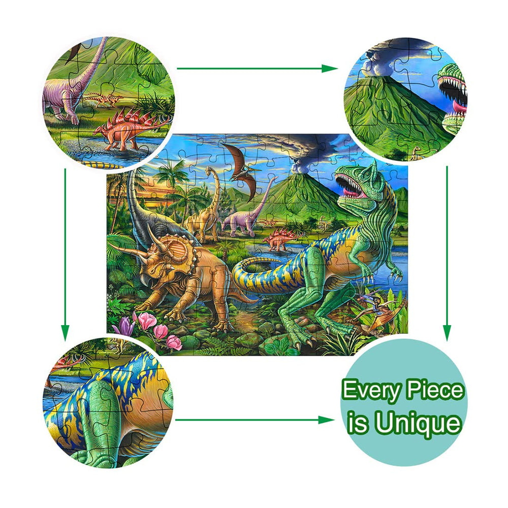 RANSUNN dinosaur puzzle assembled image shows the complete scene.