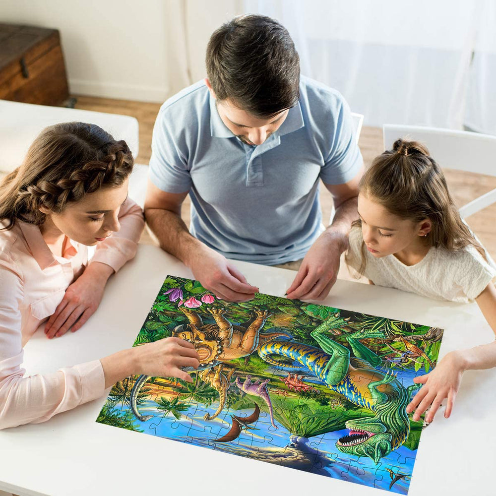 RANSUNN dinosaur puzzle gift-ready packaging ideal for birthdays.