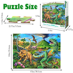 RANSUNN dinosaur puzzle size 15x10 inches when finished.