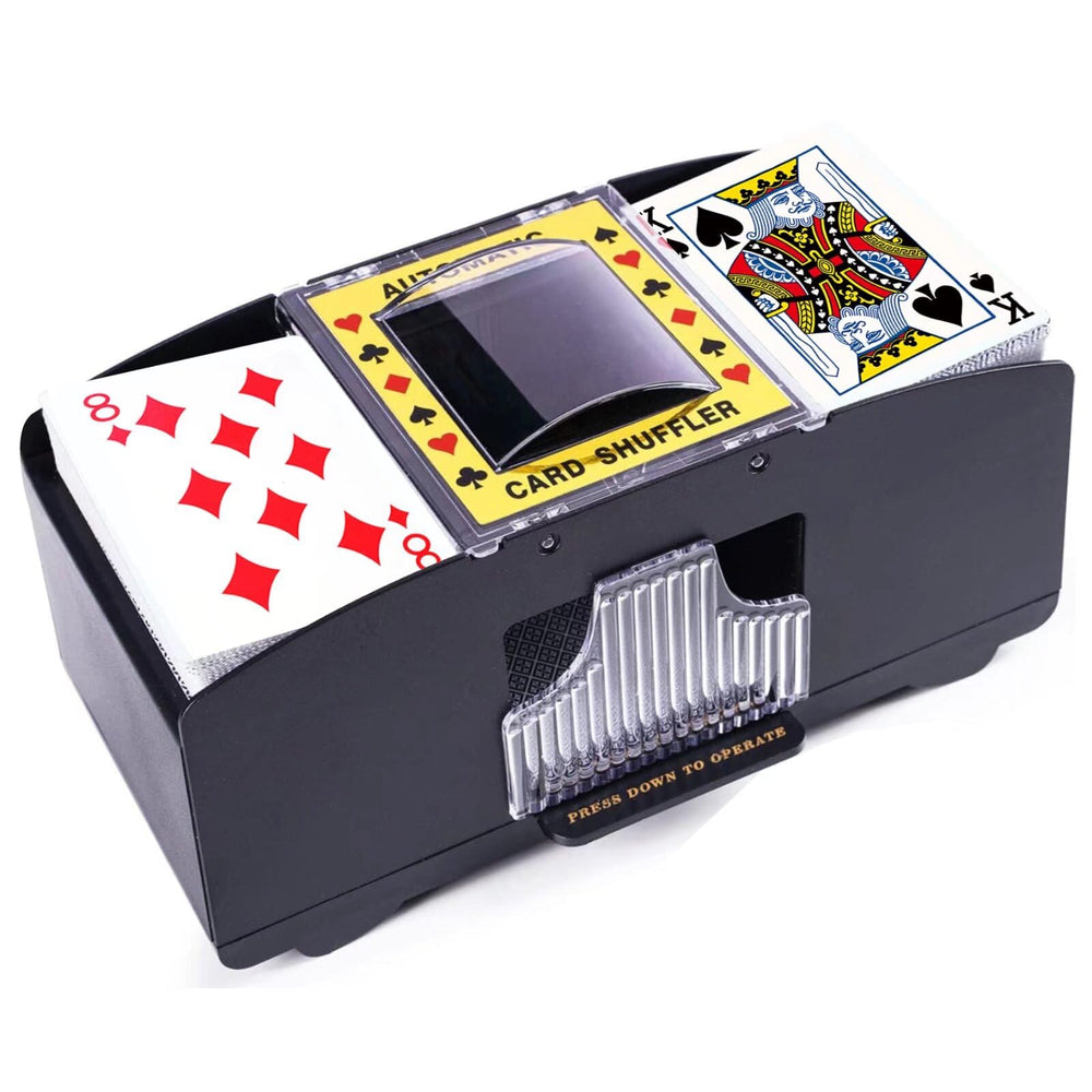Rareidel automatic card shuffler deck tray shuffles two decks quickly for game nights.