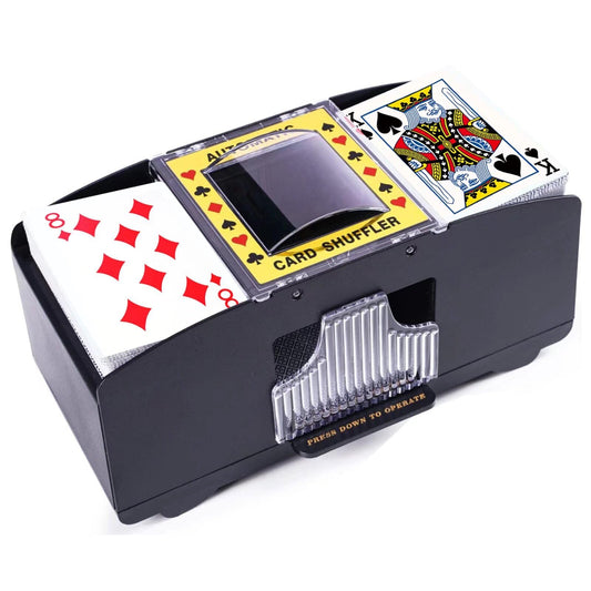 Rareidel automatic card shuffler deck tray shuffles two decks quickly for game nights.