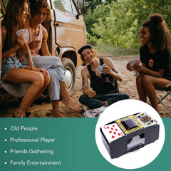 Rareidel automatic card shuffler in action demonstrates swift prep for poker or UNO games.