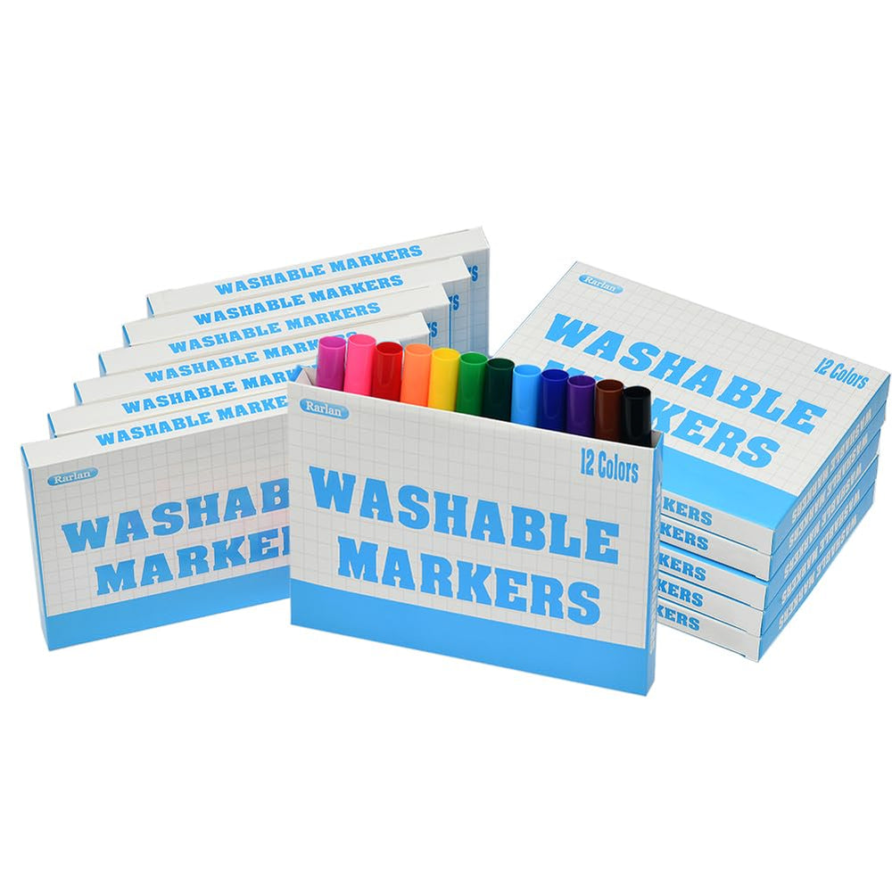 Rarlan Washable Markers in a 12-color palette ideal for classroom coloring.