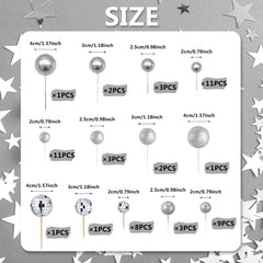 RASSLISA ball topper 0.98 inch sequin silver adds sparkle to cupcakes
