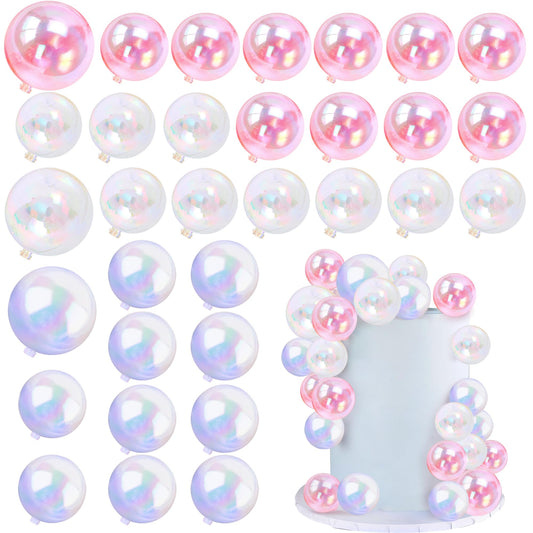 RASSLISA white 3cm bubble ball cake topper for elegant celebration cakes