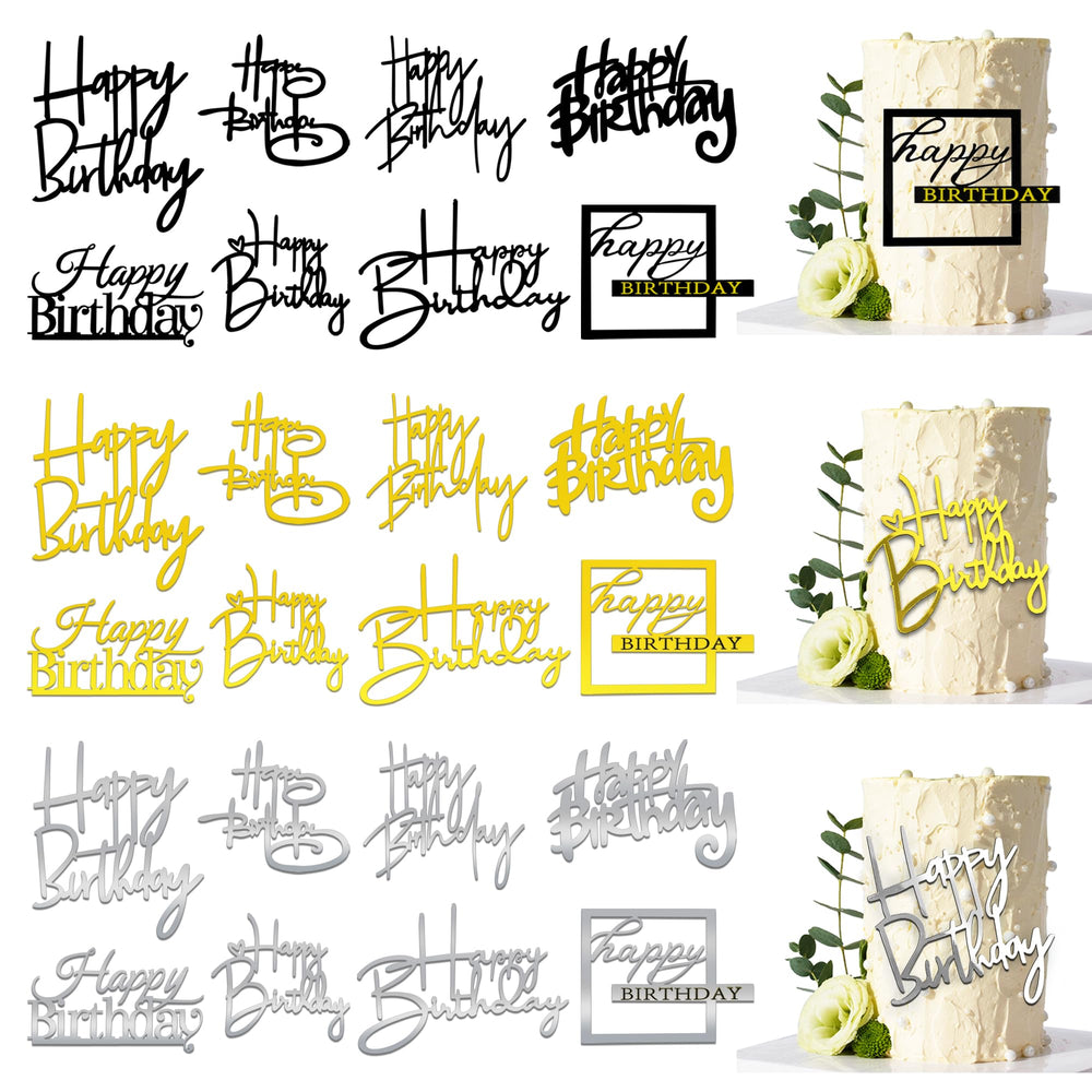 RASSLISA mirror acrylic cake toppers in red and blue for elegant birthday cake decor.