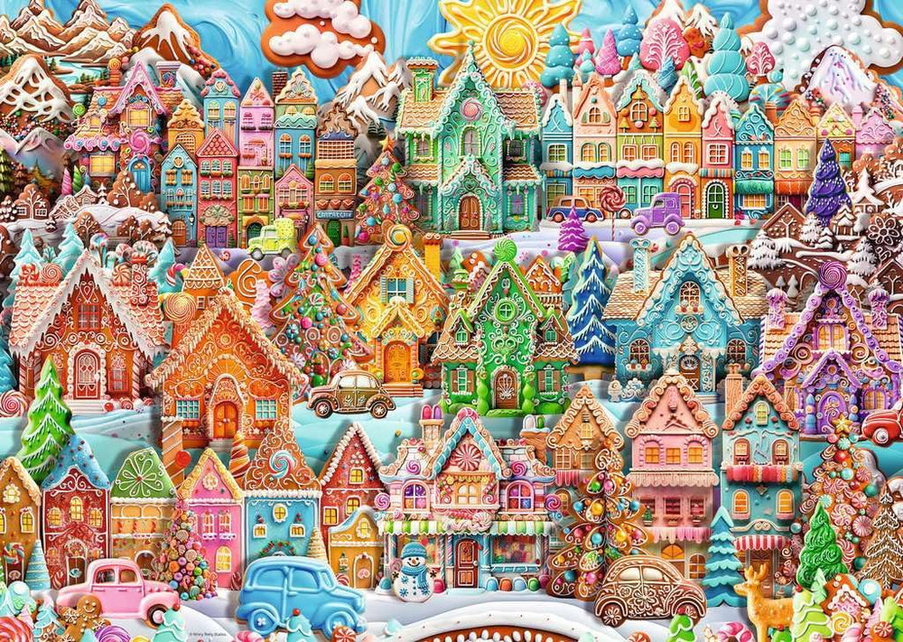 Ravensburger Christmas Cookie Village cars add whimsy to holiday puzzling sessions