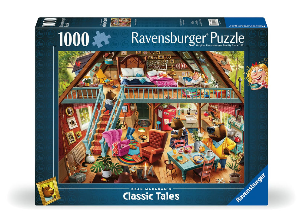 Ravensburger Dean MacAdam Goldilocks porridge scene with vibrant colors for immersive puzzling
