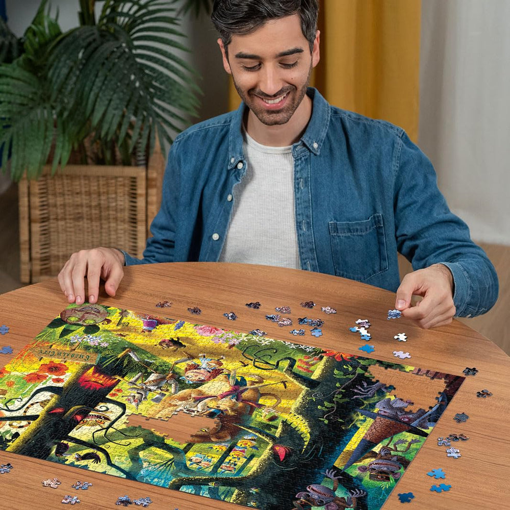 Ravensburger Lions & Tigers Oh My puzzle finish provides glare-free viewing while solving.