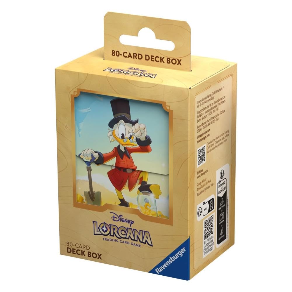 Ravensburger Disney Lorcana deck box featuring Scrooge McDuck protects up to 80 sleeved cards