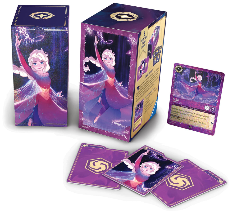 Ravensburger Lorcana Elsa promo card with glimmer foil for a standout display
