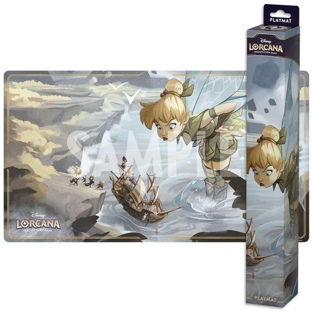 Ravensburger playmat with Tinker Bell giant fairy visual and non-slip base for stable gameplay.