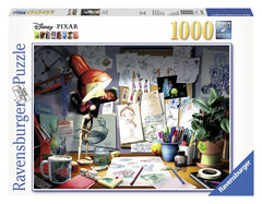 Ravensburger Disney Pixar The Artist's Desk puzzle pieces, 1000 unique shapes for smooth, frustration-free fitting