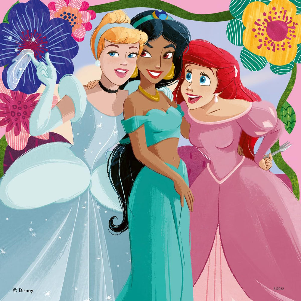 Ravensburger princess puzzle pieces closeup showcases durable, interlocking pieces for easy assembly.