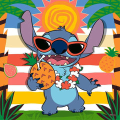 Ravensburger Stitch Aloha puzzle assembly shows three 49-piece sets for varied challenges.
