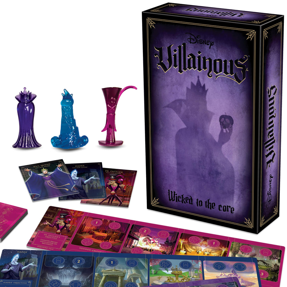 Ravensburger Disney Villainous Wicked to the Core box art highlights villainy and family play