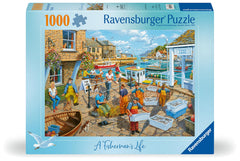 Ravensburger Fisherman's Life puzzle nets, buoys, and boats encourage mindful problem solving.