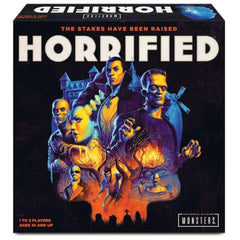 Ravensburger Horrified game box front showcases iconic Universal Monsters for family game night.