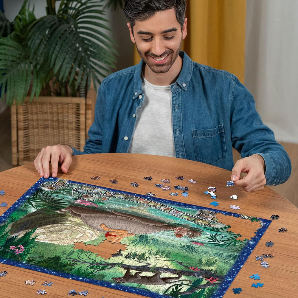 Ravensburger puzzle artwork with vivid colors enhances visual appeal during assembly.