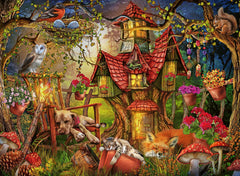 Ravensburger Little Cottage XXL puzzle spread shows a cozy scene for family puzzle time.