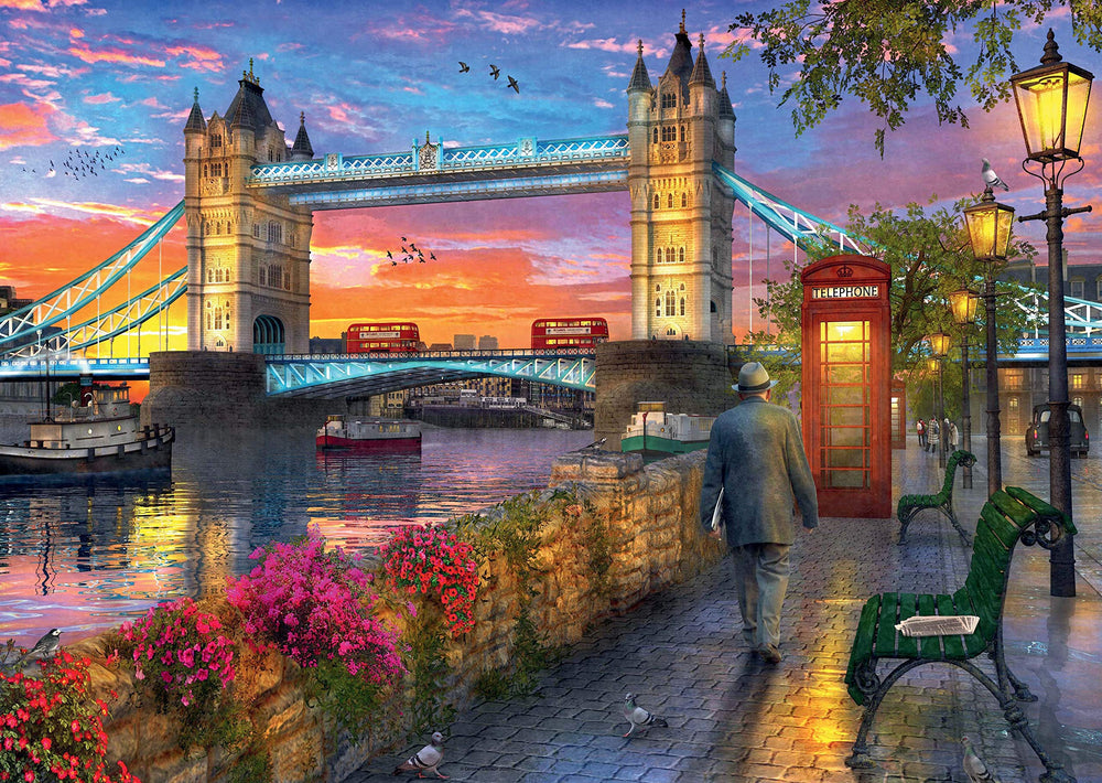 Ravensburger London sunset street lamps and buses vivid detail for mindful sessions