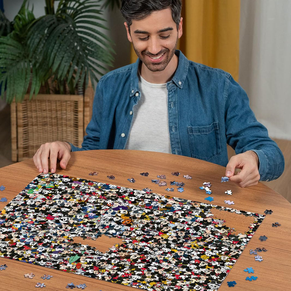 Ravensburger Mickey Mouse black-and-white to colour collage for nostalgic play.