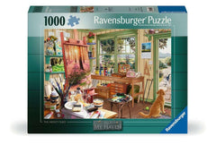 Ravensburger My Haven Artist's Shed puzzle artwork offers immersive scenery for mindful hours.