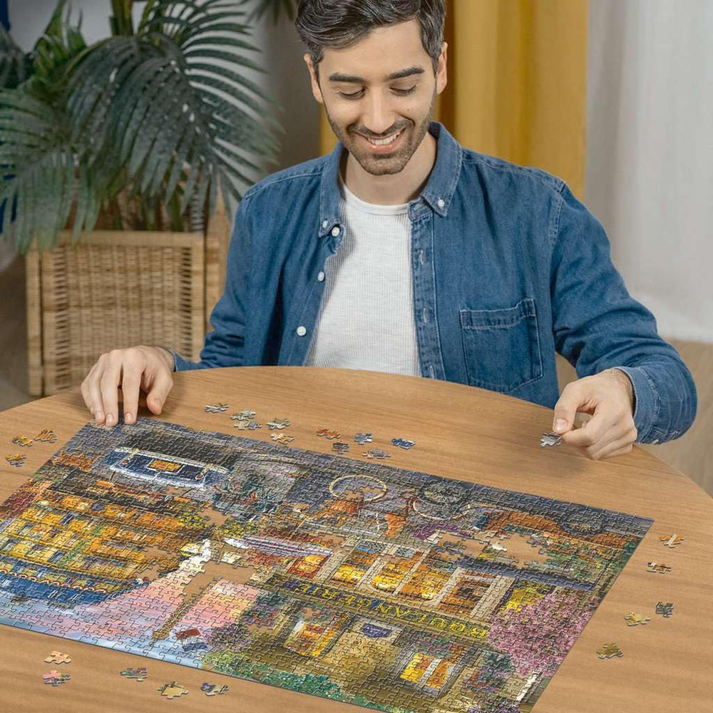 Ravensburger Paris at Dawn glowing rooftops scene, soothing family puzzle project