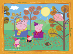 Ravensburger Peppa Pig Four Seasons puzzle pieces closeup show kid-friendly shapes and smooth edges.