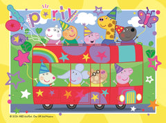Ravensburger Peppa Pig four-pack pieces closeup shows 72-piece puzzles for ages 3+