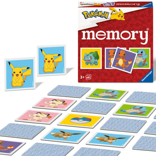 Ravensburger Pokemon Mini Memory Game cards showing vibrant Pokemon pairs for engaging play.