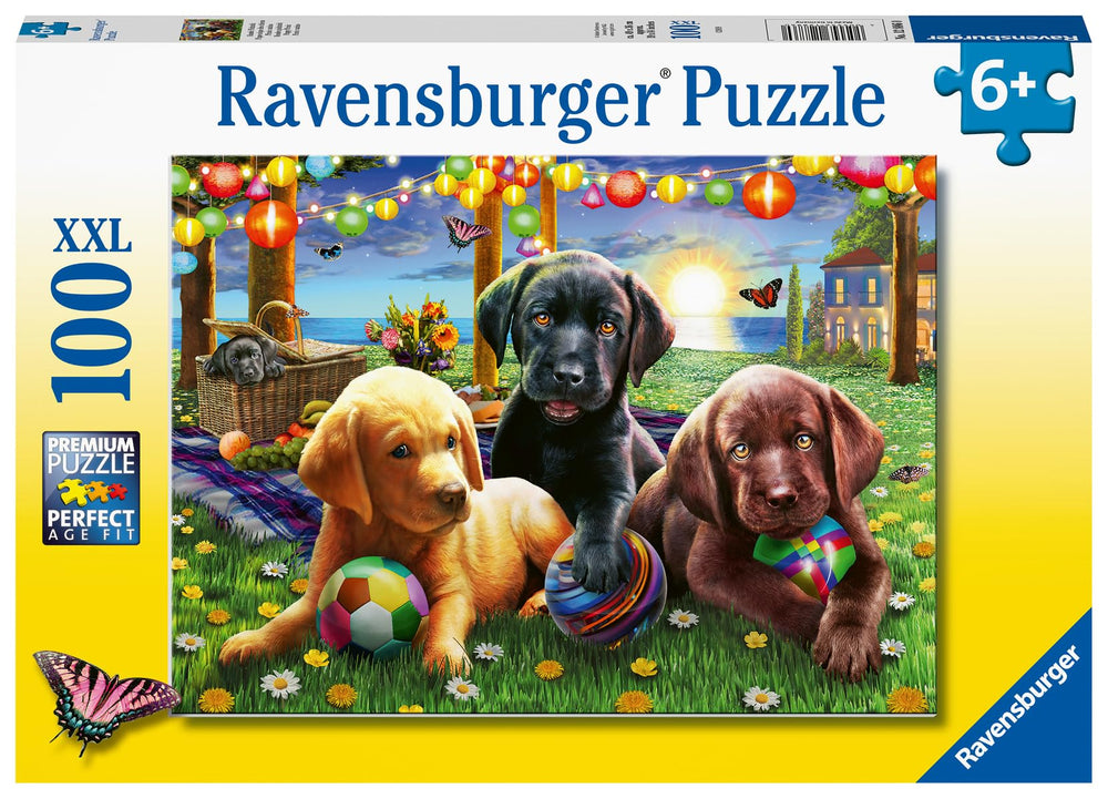 Ravensburger puppies playing ball scene helps kids build focus and problem-solving skills.