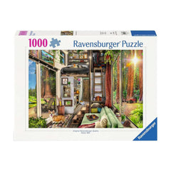 Ravensburger Redwood Forest Tiny House puzzle showcases towering redwoods for immersive home puzzling fun.
