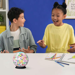 Ravensburger Squishmallows 3D Puzzle Ball on desk, ideal decoration for fans.