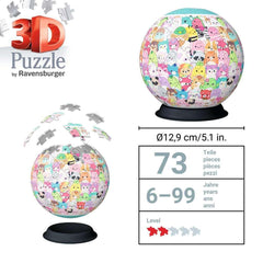 Ravensburger Squishmallows 3D ball in progress image, showing satisfying piece-by-piece assembly.