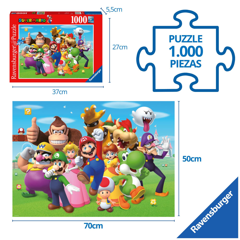 Ravensburger Super Mario Bros 1000-piece puzzle with Yoshi, bright green tones for joyful assembly