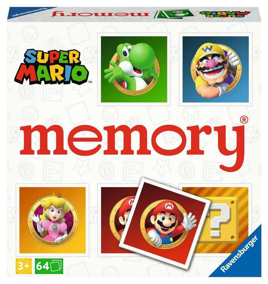 Ravensburger Super Mario Large Memory front view with 64 cards for quick family play.