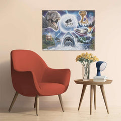 Ravensburger Universal Amblin collage view puzzle showcases iconic moments for collectors.