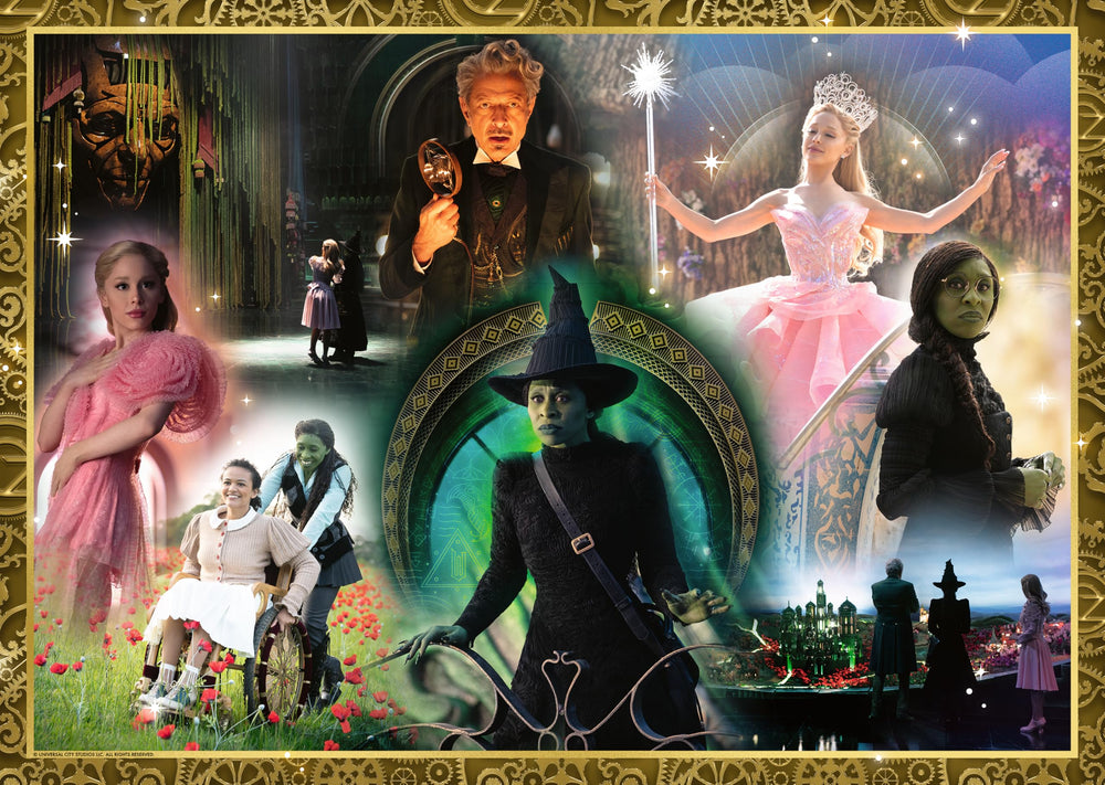 Ravensburger Wicked Act I puzzle Elphaba and Glinda on a magical journey, inviting collaborative play.