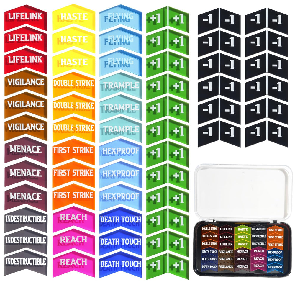 Ravonixis 60pcs MTG keyword counters box for easy game tracking