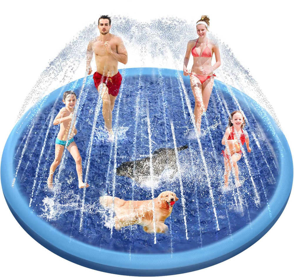 Raxurt Splash Pad 118in non-slip surface for safe family and pet play.