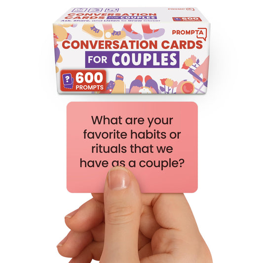 Rayliad Prompta 600 cards stacked for quick date-night prompts.