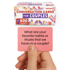 Rayliad Prompta 600 cards stacked for quick date-night prompts.