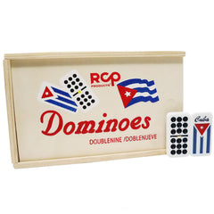 RCP PRODUCTS Dominos Set with wood case showing durable acrylic tiles for home play