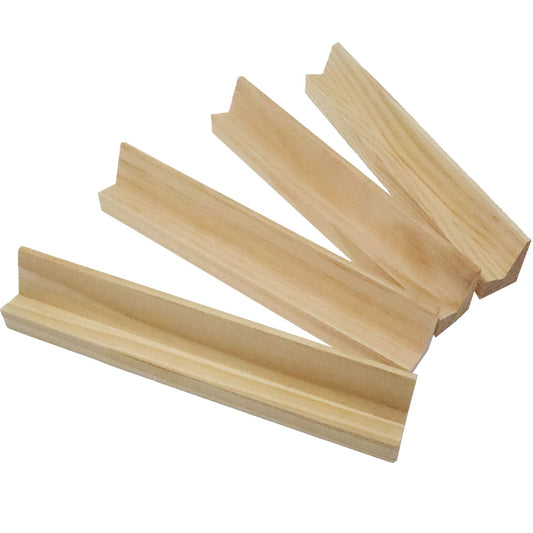 RCP PRODUCTS wooden domino trays set of four arranged for easy tile access during gameplay.