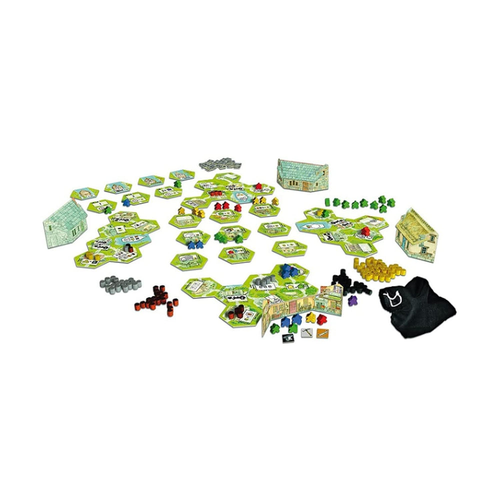 R&D Games Keyflower tiles in auction phase, showing resource and upgrade potential.