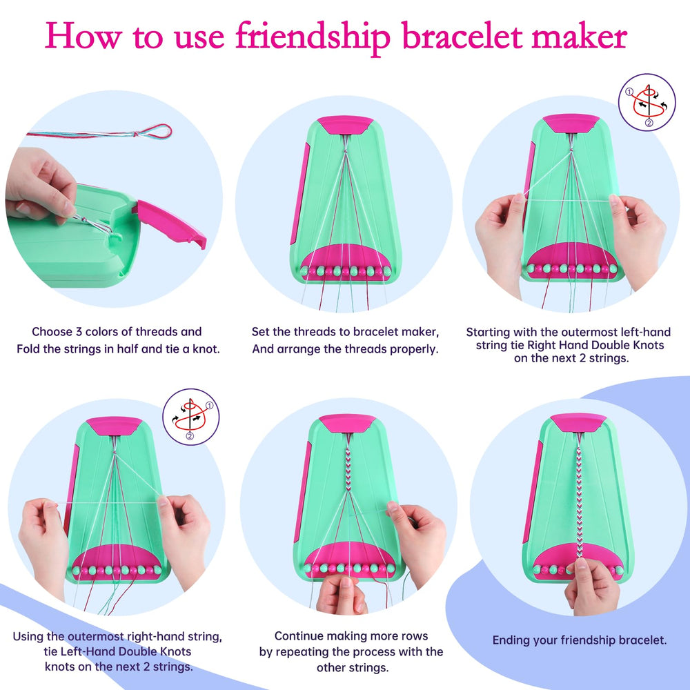 Rdfmy bracelet kit in action as a child weaves a pattern